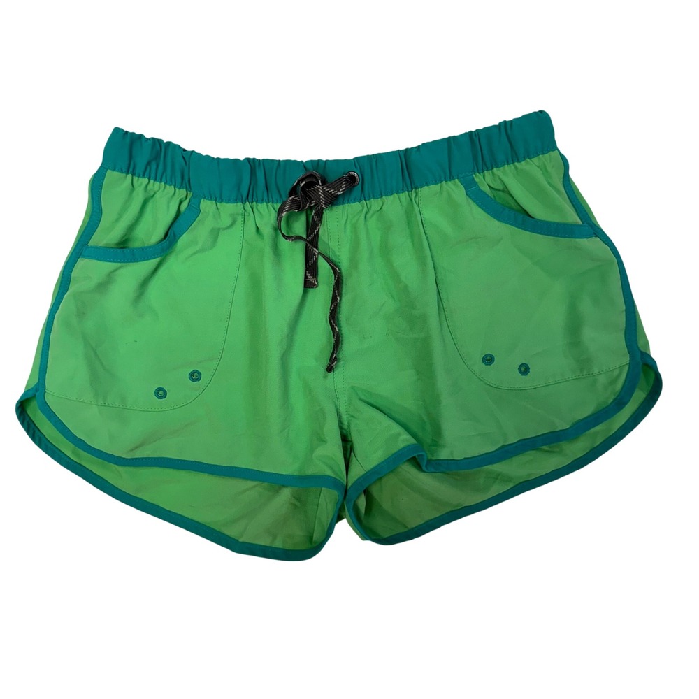 Patagonia Womens Shortie Board Shorts Green Elastic Waist Active Swim Size M